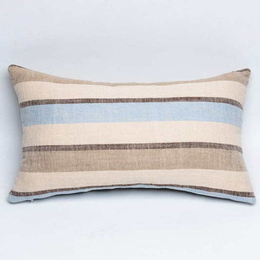 2 Pieces Decorative Classic Retro Stripe Throw Pillow Cover Soft Faux Linen Modern Farmhouse Lumbar Cushion Case for Sofa Bedroom Car 12 x 20 Inch Grey Blue Mixed