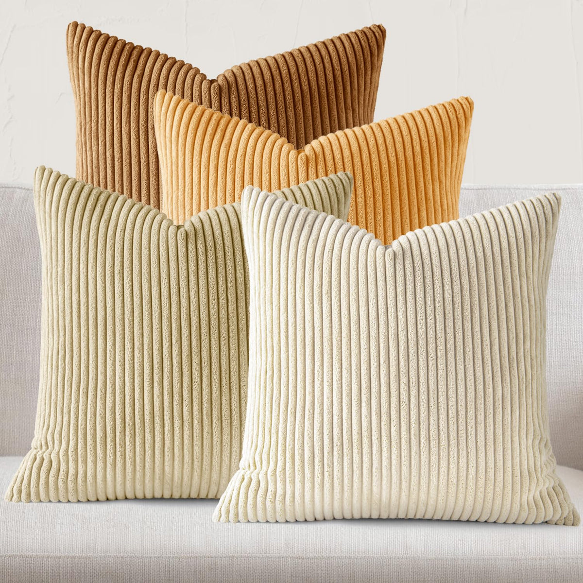 JEYDER Soft Corduroy Throw Pillow Covers 18x18 Fall Green Boho Accent Decor