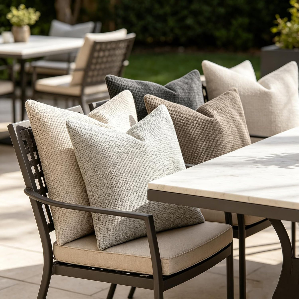 ZONYO Throw Pillow Covers 18x18 Set of 4, Soft Plush Chenille Decorative Fade Resistant Washable Cushion Covers for Couch Sofa Bed, Beige Grey Brown Farmhouse Living Room, Bedroom, Indoor Decor