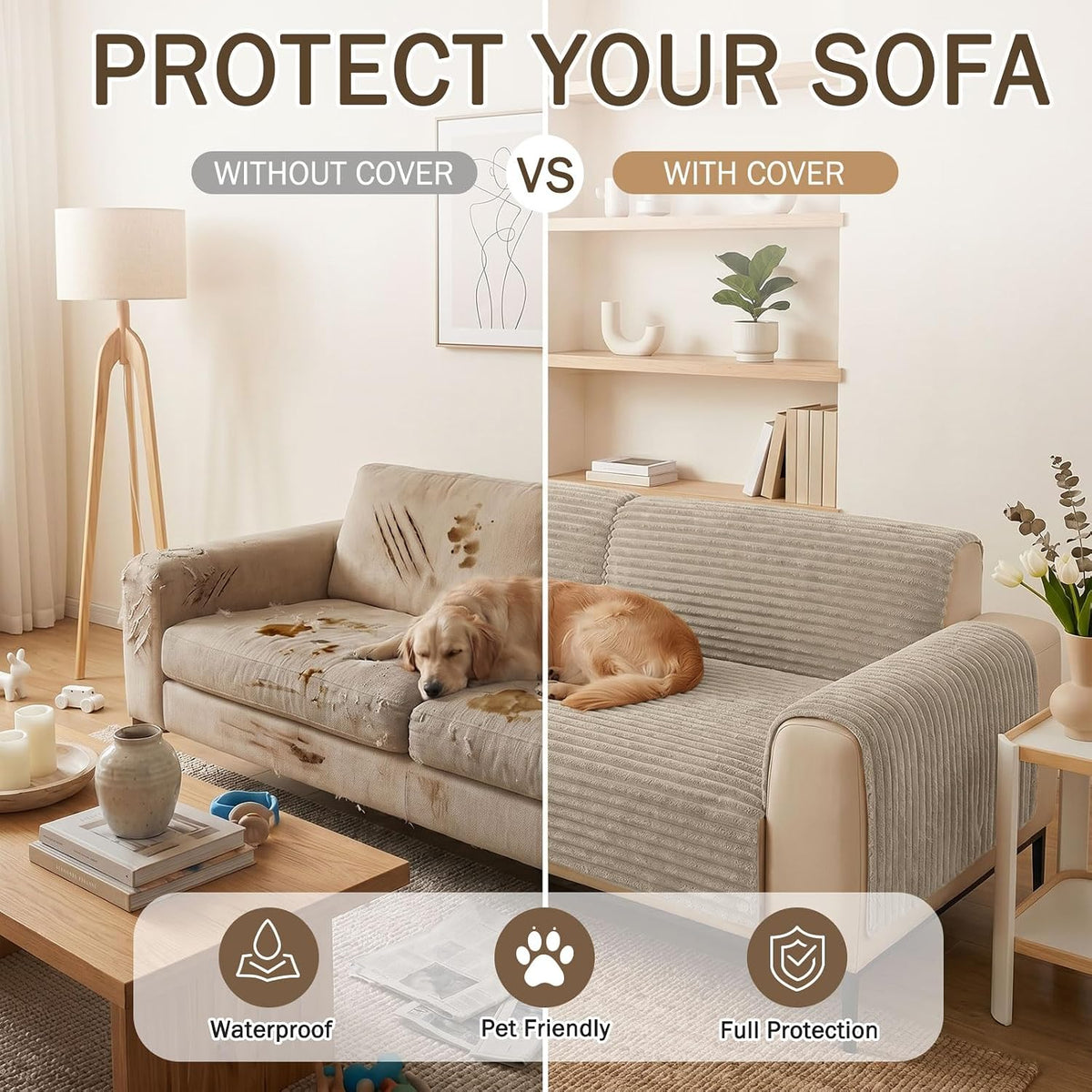 hyha Waterproof Couch Cover for Dogs, Non-Slip Pet Sofa Covers Washable