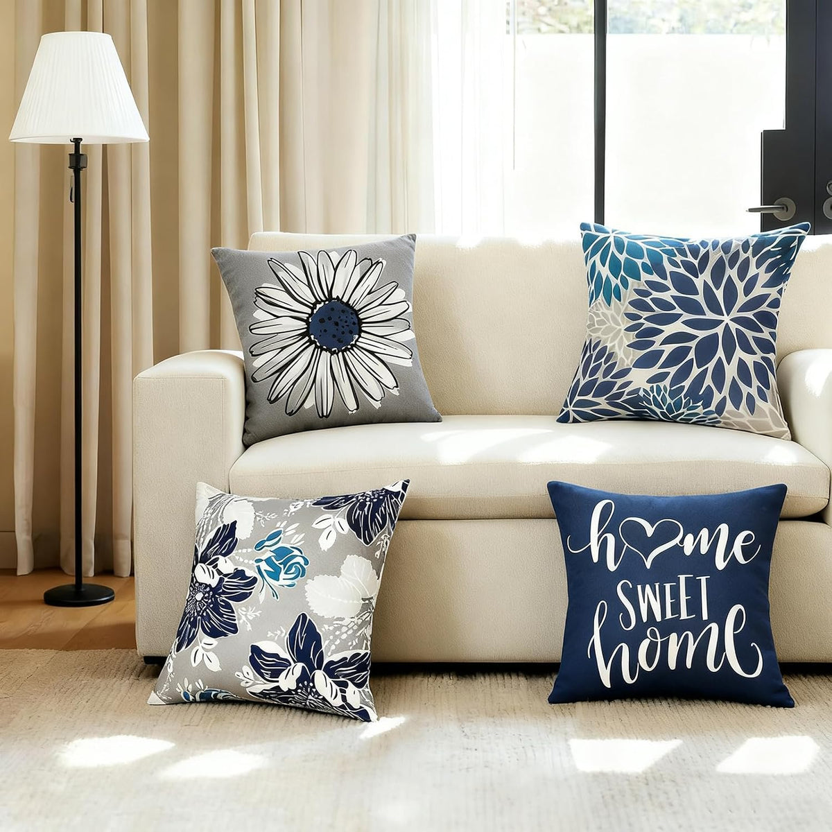 Decorative Boho Farmhouse Throw Pillow Covers 18x18 inch Set of 4