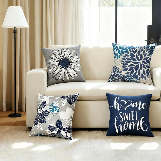 Decorative Boho Farmhouse Throw Pillow Covers 18x18 inch Set of 4