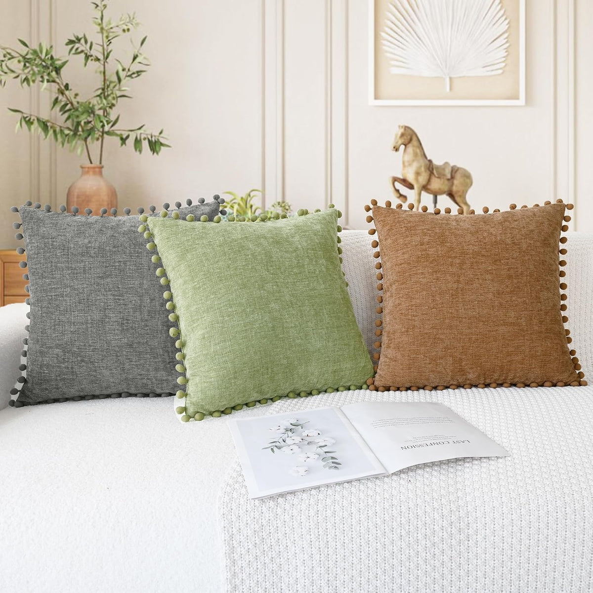 CaliTime Decorative Couch Throw Pillow Covers 20 X 12 Inches Apricot Brown