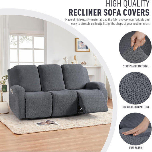 KinCam Recliner Sofa Covers, Stretch Reclining Cover, Dark Gray