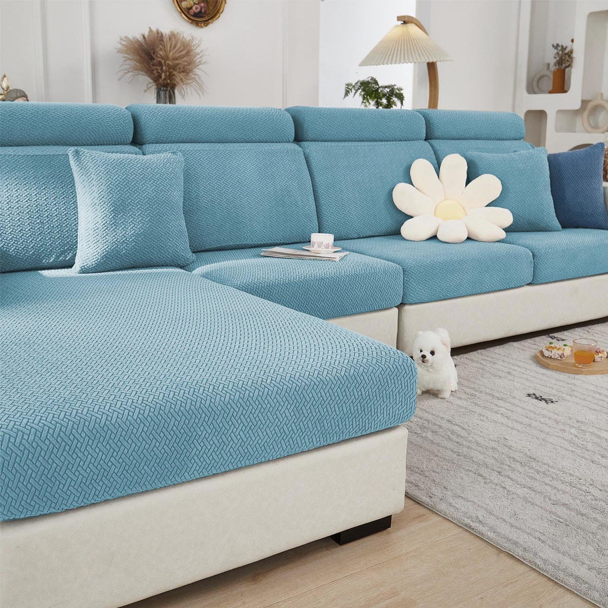 Sofa Covers Couch Covers for Sofa Pet Friendly Couch Cushion Covers Universal Sofa Covers Washable Stretch Slipcovers for Sectional Sofa (Texture Light Gray,Large Single Seat Cover)
