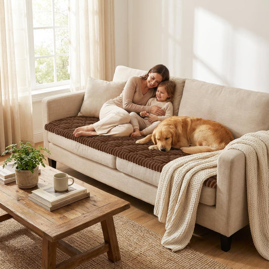 Smiry Couch Cover for Dogs Washable, Non Slip Fuzzy Pet Sofa Protector