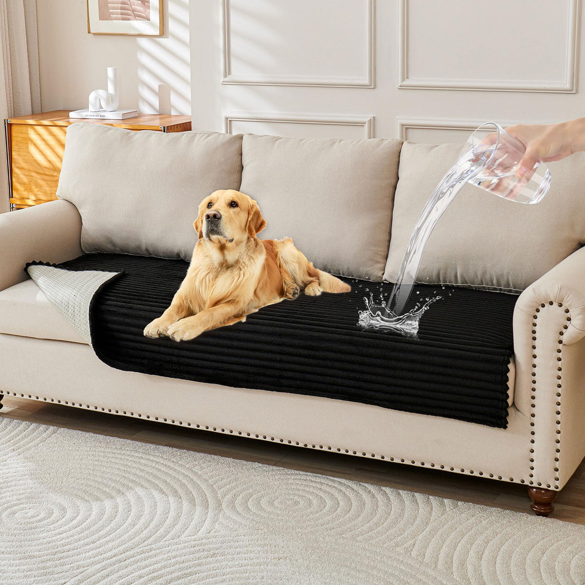 HAOMAIJIA Waterproof Couch Cover for Dogs Washable,Faux Fur Pet Couch Covers for Sofa,Soft Dog Bed Cover Non-Slip Couch Covers for 3 Cushion Couch Sofa Pet Friendly (Off White, 35" x 74")