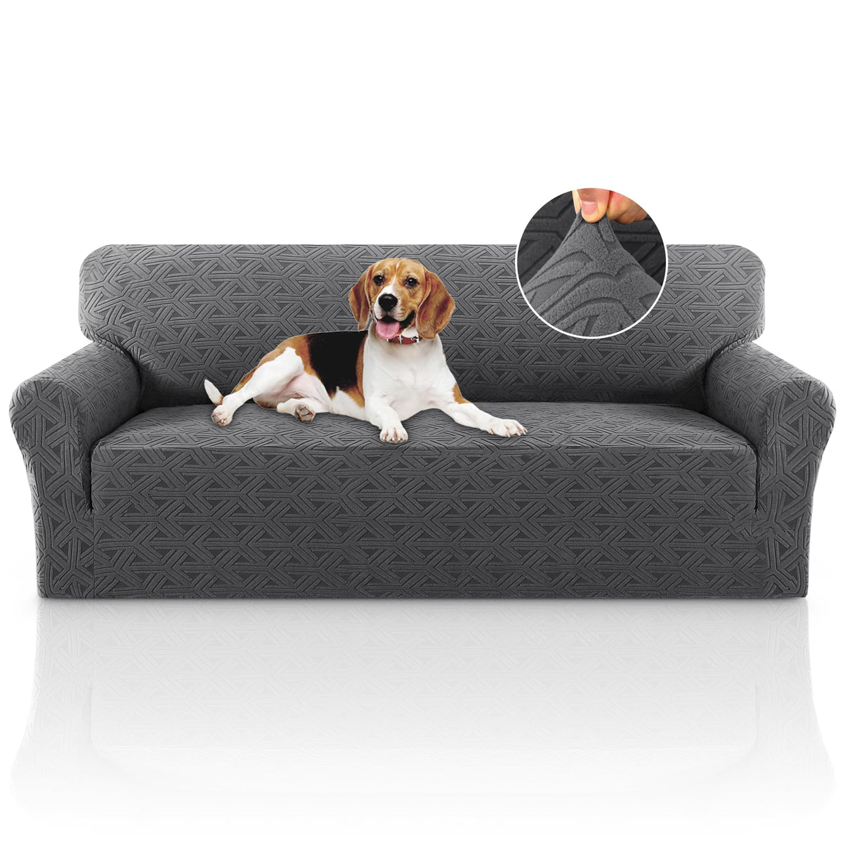 PrinceDeco Stretch Loveseat Sofa Cover Slipcover Couch Cover for 2 Cushion Sofa Washable Sofa Cover for Pets Friendly Furniture Protector Covers with Non Slip Bottom(Loveseat, Brown)