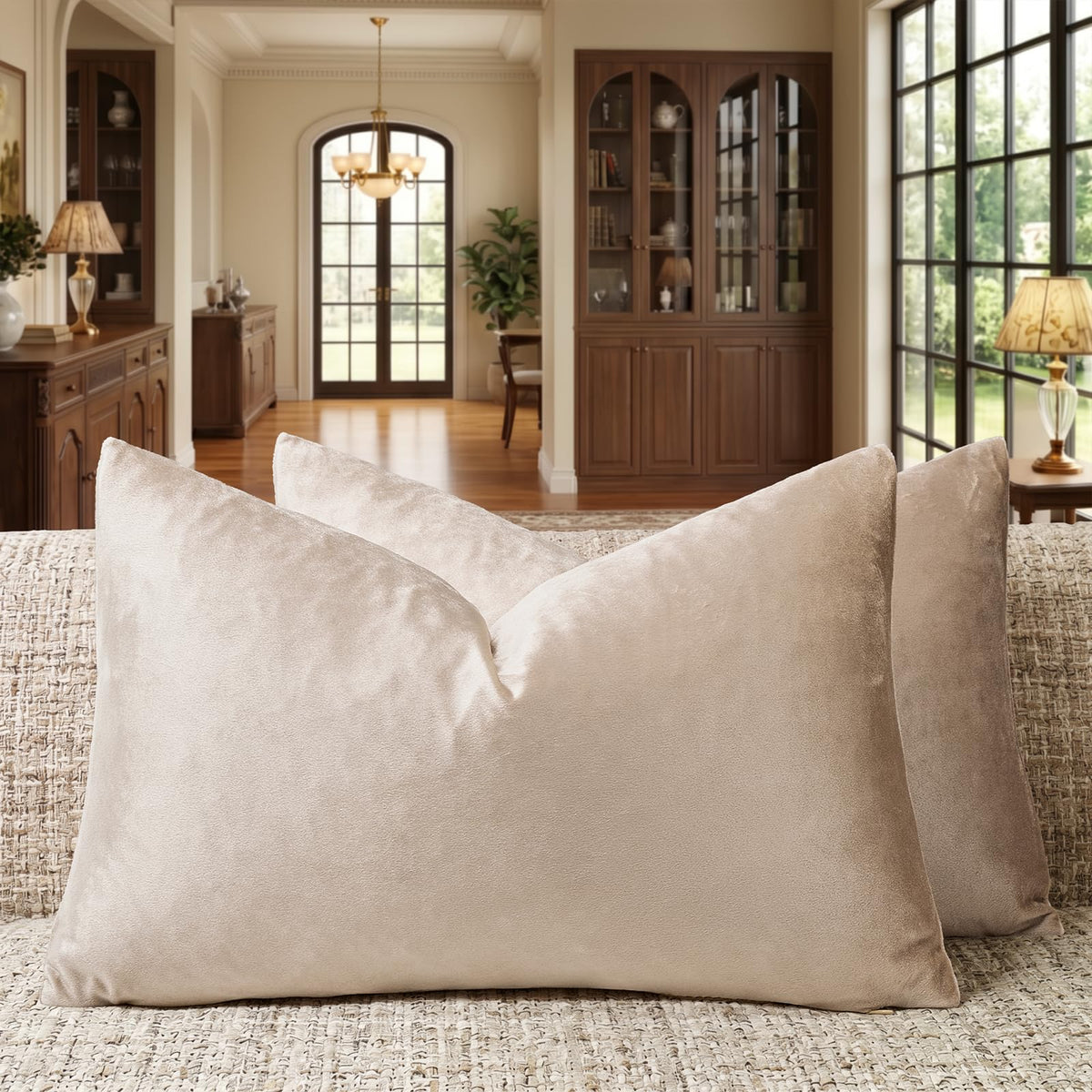 GIGIZAZA Gold Velvet Pillow Covers 18x18 Decorative Pillows Pack of 2