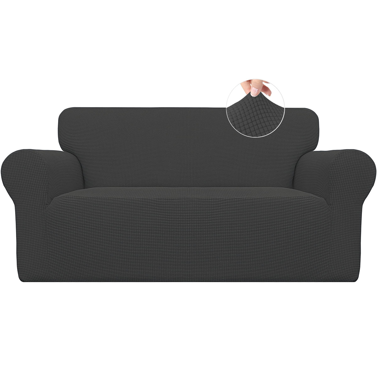 Easy-Going Stretch Loveseat Couch Covers Washable Dark Gray