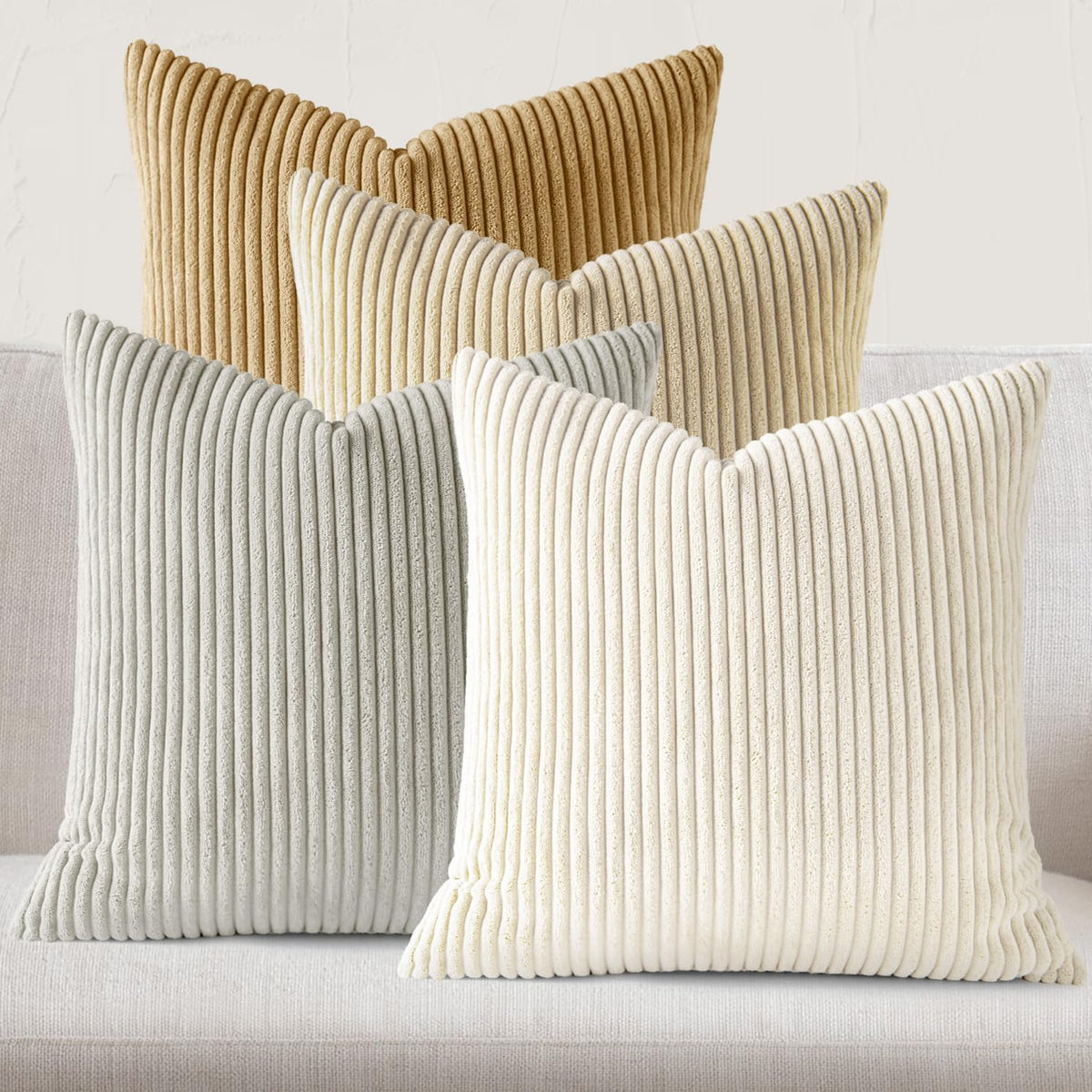 JEYDER Soft Corduroy Throw Pillow Covers 18x18 Fall Green Boho Accent Decor