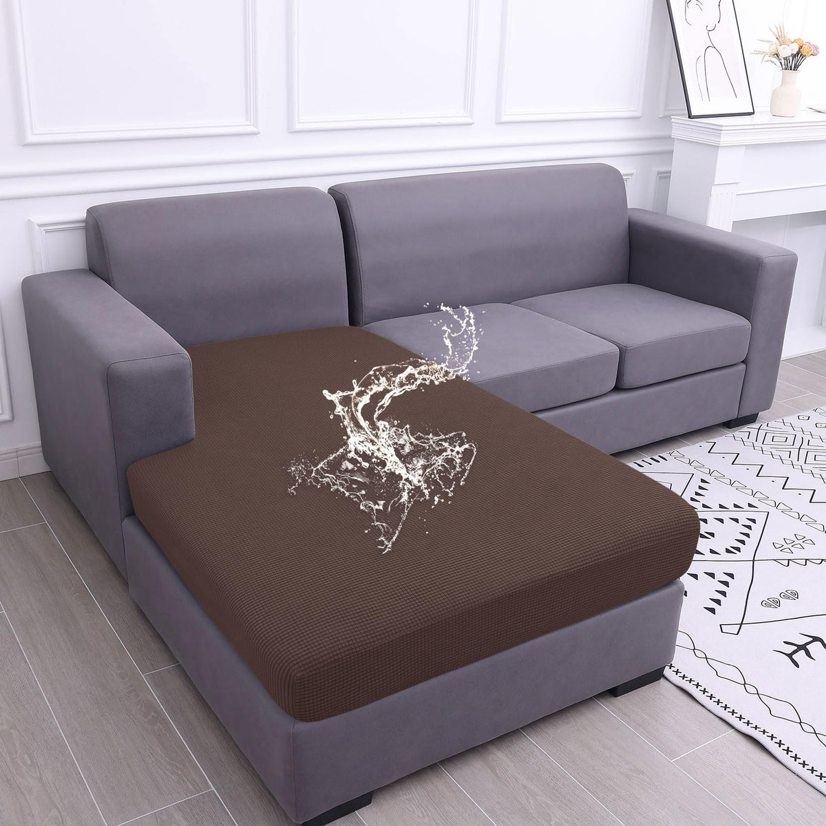 hyha Waterproof Couch Cushion Covers for Pets, Non Slip Sofa Seat Cover