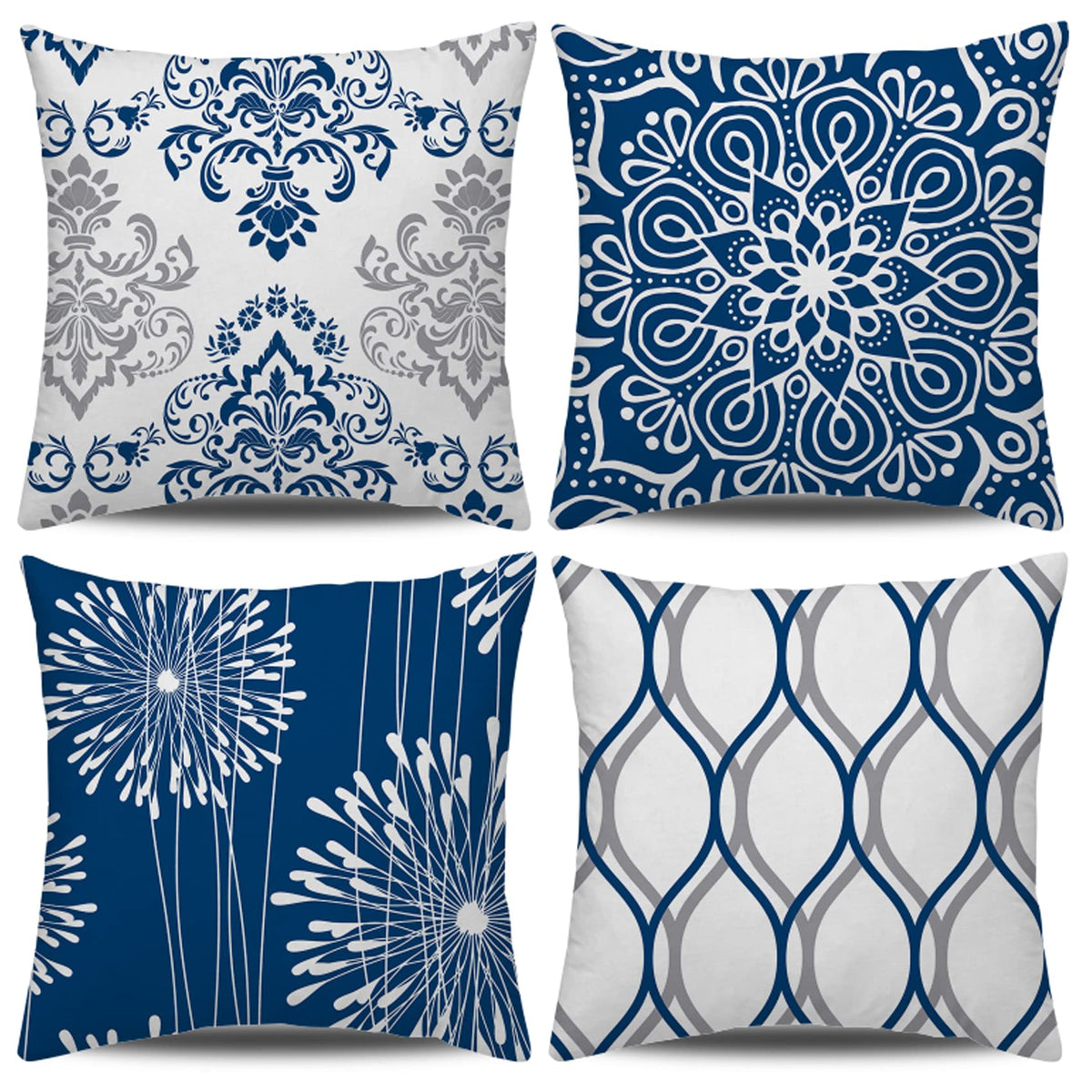Coliuso Decorative Throw Pillow Covers 18x18 Set of 4, Grey and White Modern Simple Square Pillow Case Cushion Cover for Sofa Couch Farmhouse Outdoor Living Room (Gray and White, 18" x18")