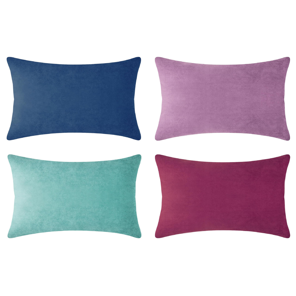 MONDAY MOOSE Decorative Throw Pillow Covers Cushion Cases, Set of 4 Soft Velvet Modern Designs, Mix and Match for Home Decor, Pillow Inserts Not Included (18x18 inch, Orange/Teal)