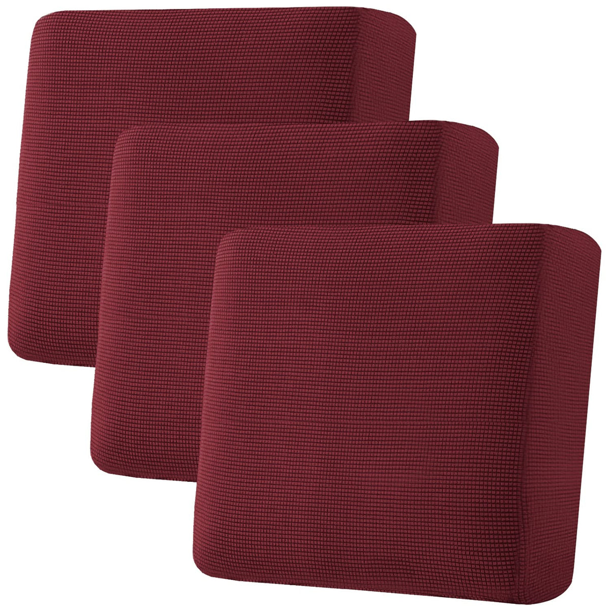 H.VERSAILTEX Super Stretch Individual Seat Cushion/Couch Slipcover Sets Thick Jacquard Textured Twill Fabric (3 Piece Sofa Covers, Sand)