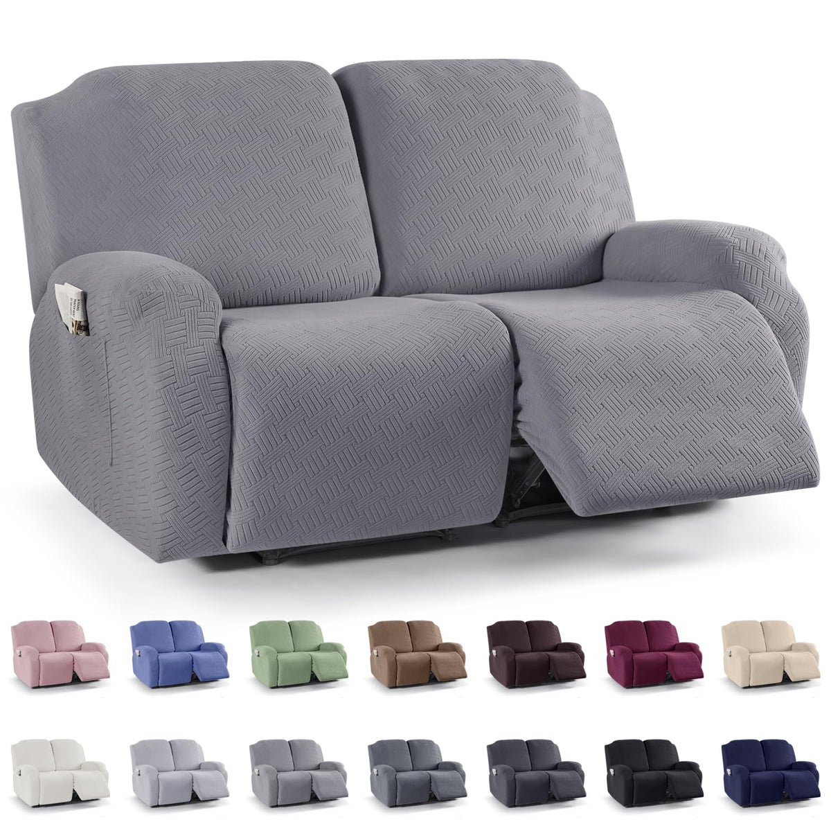 KinCam Recliner Sofa Covers, Stretch Reclining Cover, Dark Gray