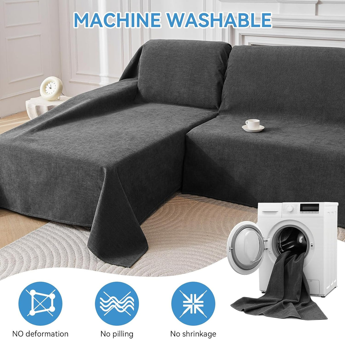 100% Waterproof Sectional Couch Covers, 2 Pieces L Shaped Sofa Cover, XX-L