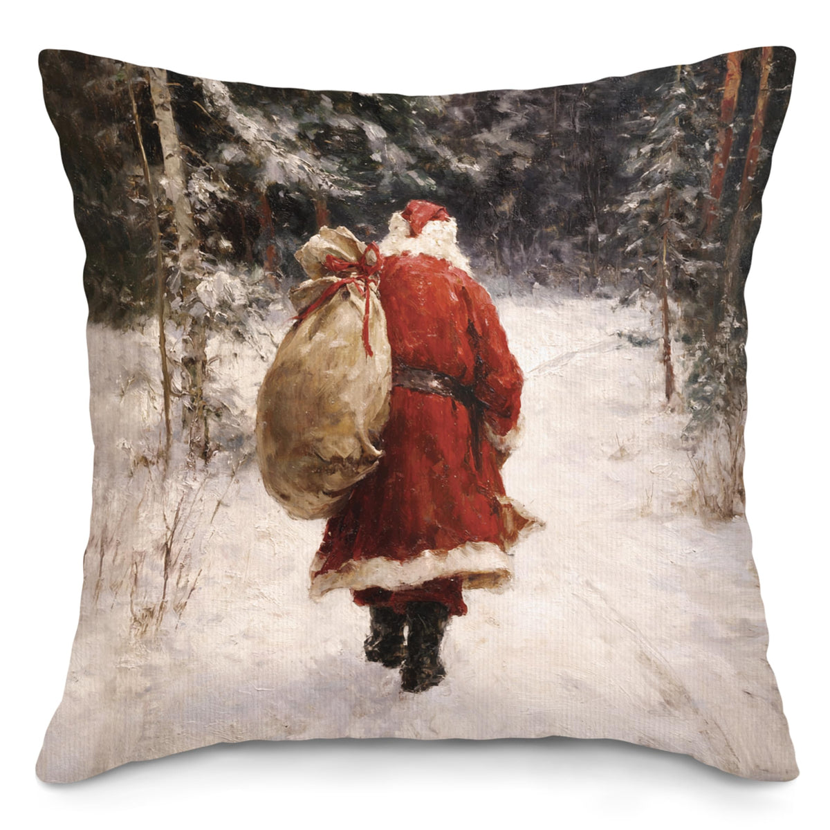 Vintage Christmas Tree Fireplace Throw Pillow Covers