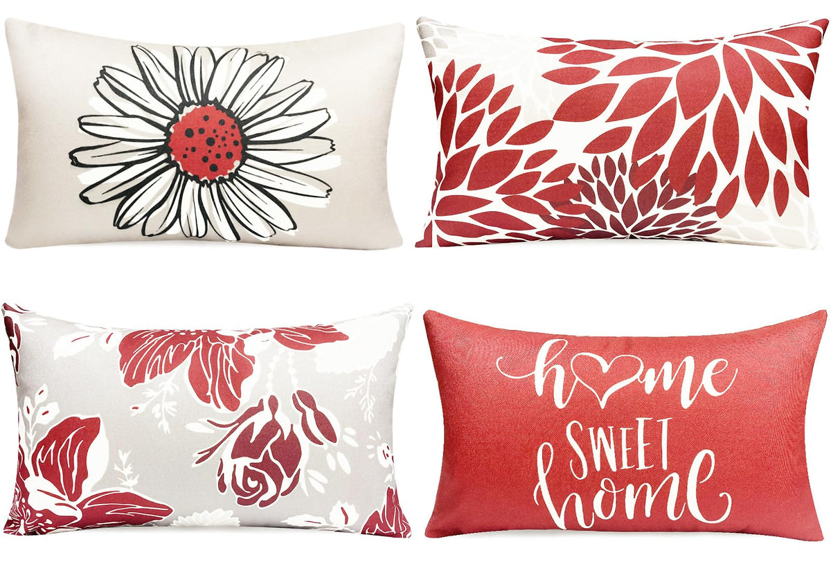 Decorative Boho Farmhouse Throw Pillow Covers 18x18 inch Set of 4