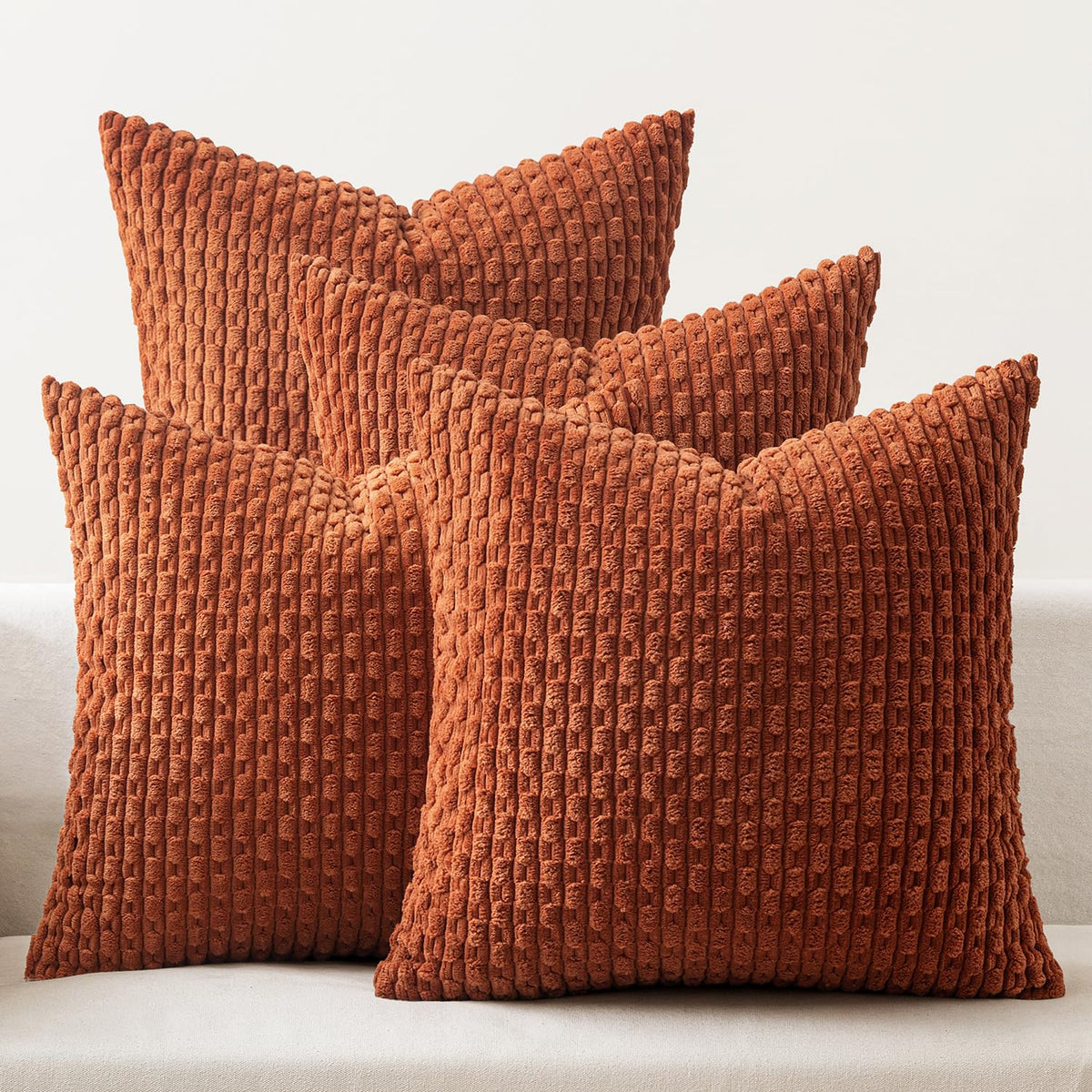 MIULEE Neutral Harmony Decorative Throw Pillow Covers for Couch Bed Living Room 18x18 Inch Set of 4 Modern Cushion Covers Soft Corduroy Pillowcases Western Home Decor Gradient Series