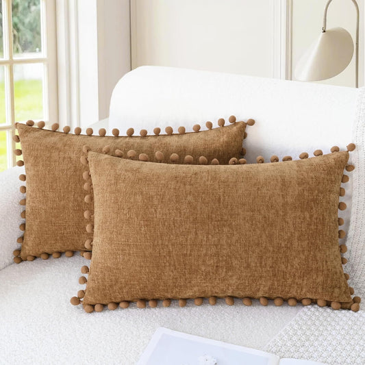 CaliTime Decorative Couch Throw Pillow Covers 20 X 12 Inches Apricot Brown