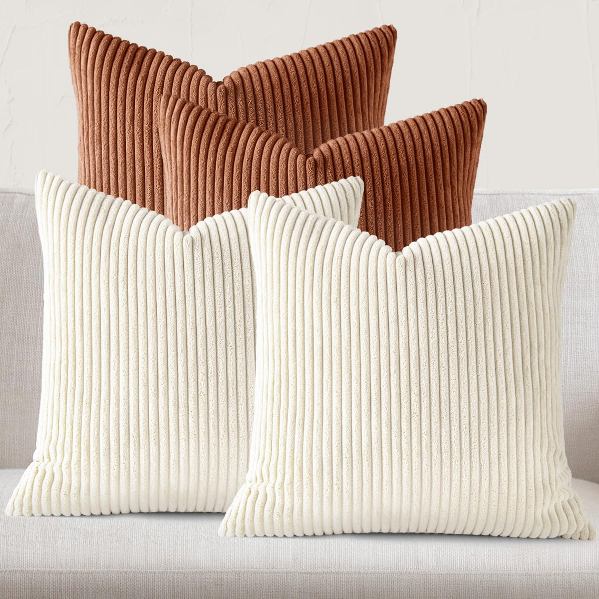 JEYDER Soft Corduroy Throw Pillow Covers 18x18 Fall Green Boho Accent Decor