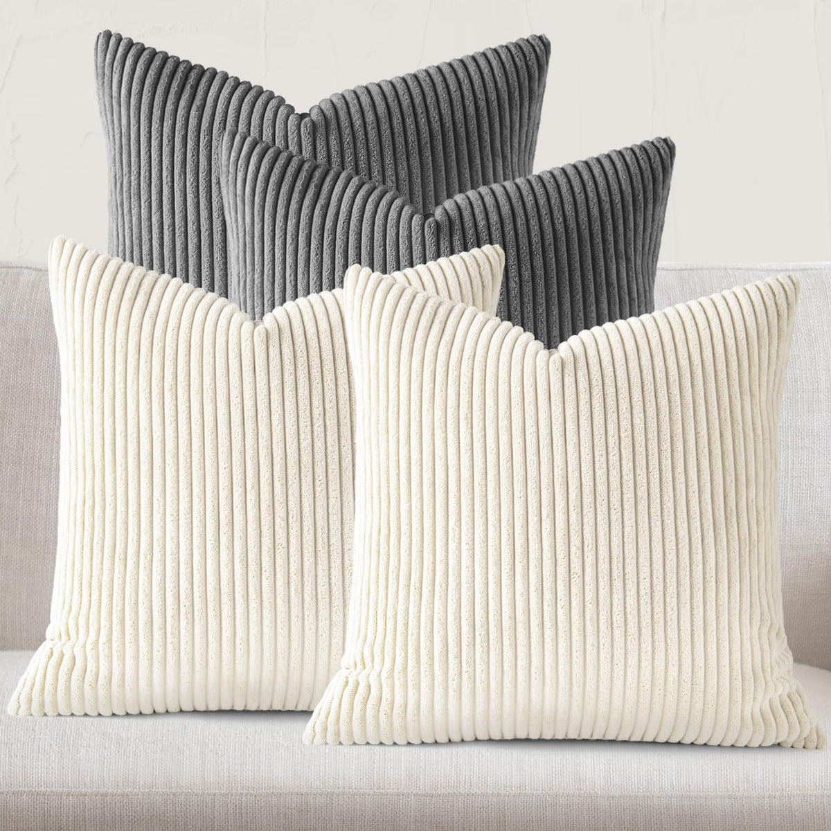 JEYDER Soft Corduroy Throw Pillow Covers 18x18 Fall Green Boho Accent Decor