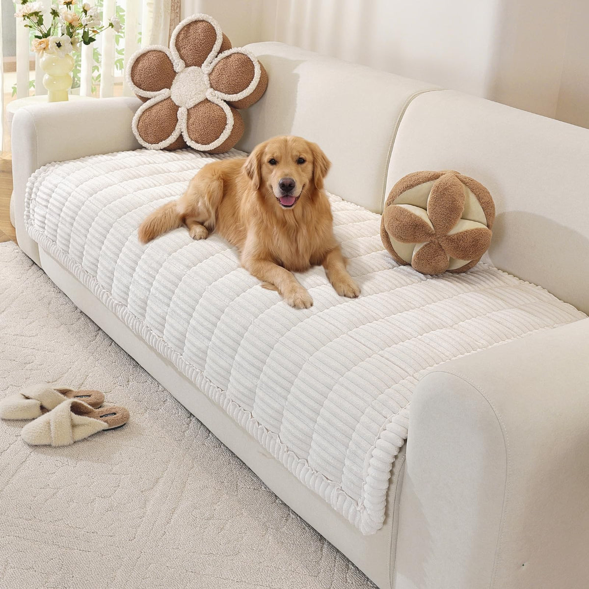 OstepDecor Couch Cover for Dogs, Washable Non Slip Sofa Cover for Pets