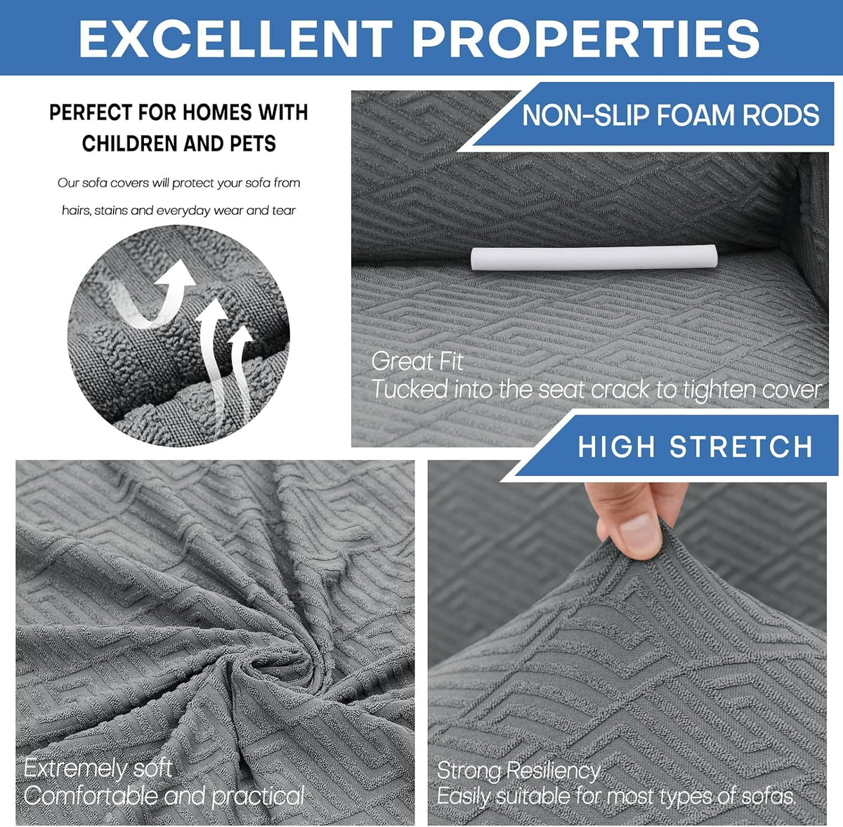 XINEAGE Stretch Jacquard Sofa Cover, Non Slip Sofa Slipcover for Dog