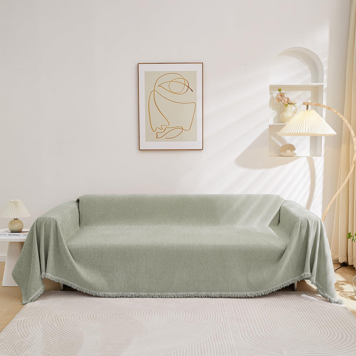 MEETSKY Couch Cover Sofa Covers Couch Covers for 3 Cushion Couch Sofa Pet Friendly, L Shaped Sectional Sofa Covers Washable Simply Put Sofa Throw Cover for Dogs, 91" x 134", Beige