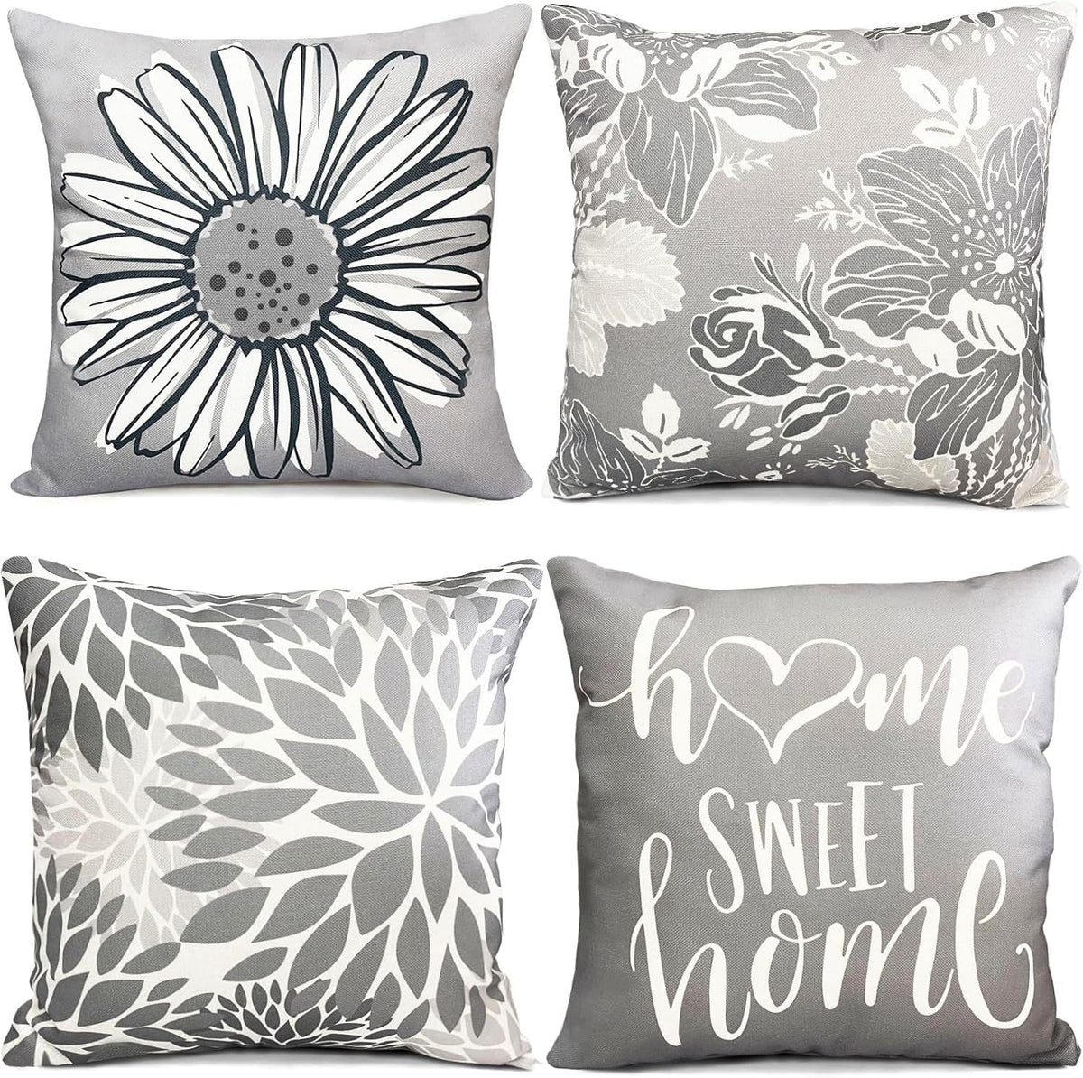 Decorative Boho Farmhouse Throw Pillow Covers 18x18 inch Set of 4
