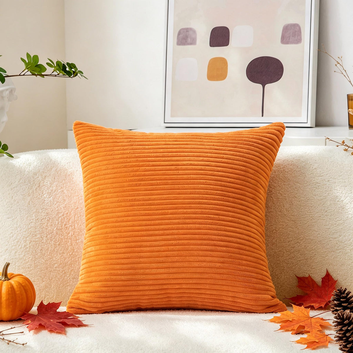 Home Brilliant Mustard Yellow Throw Pillow Cover 18x18 Decorative Plush Corduroy Striped Fall Decor Throw Pillow Cushion Cover for Couch Bed Decor, 18 x 18 (45x45), Sunflower Yellow