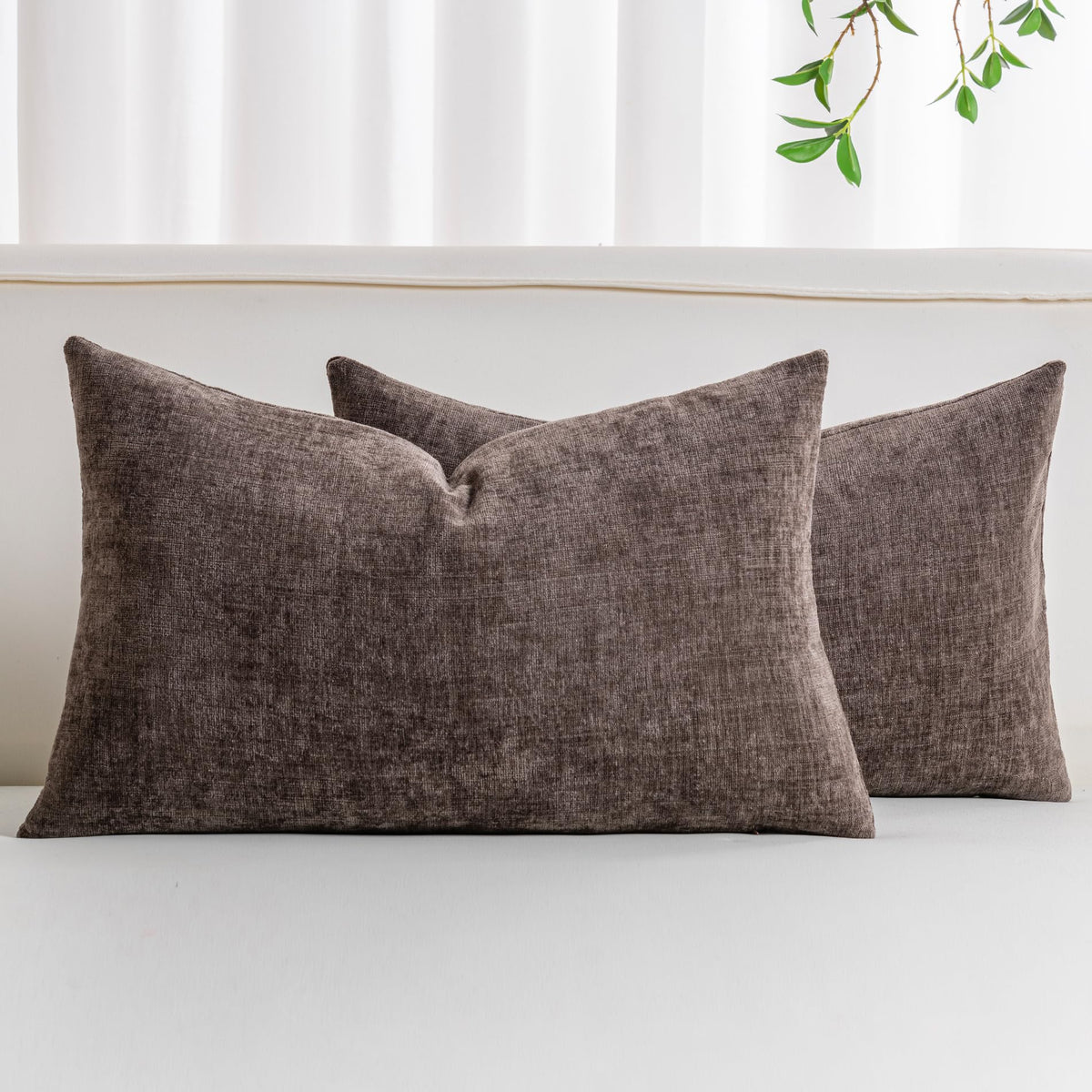 Pack of 2 Chenille Decorative Throw Pillow Covers 18x18 Inch Navy Blue
