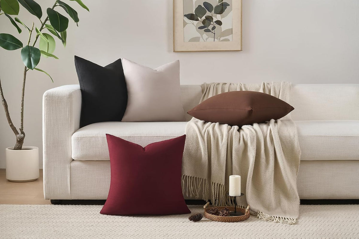 Decorative Throw Pillow Covers Pack of 4 Soft Microfiber Pillow Covers with for Couch Pillows Cover Bedroom Living Room Outdoor, Pillow Covers 18x18 Inch