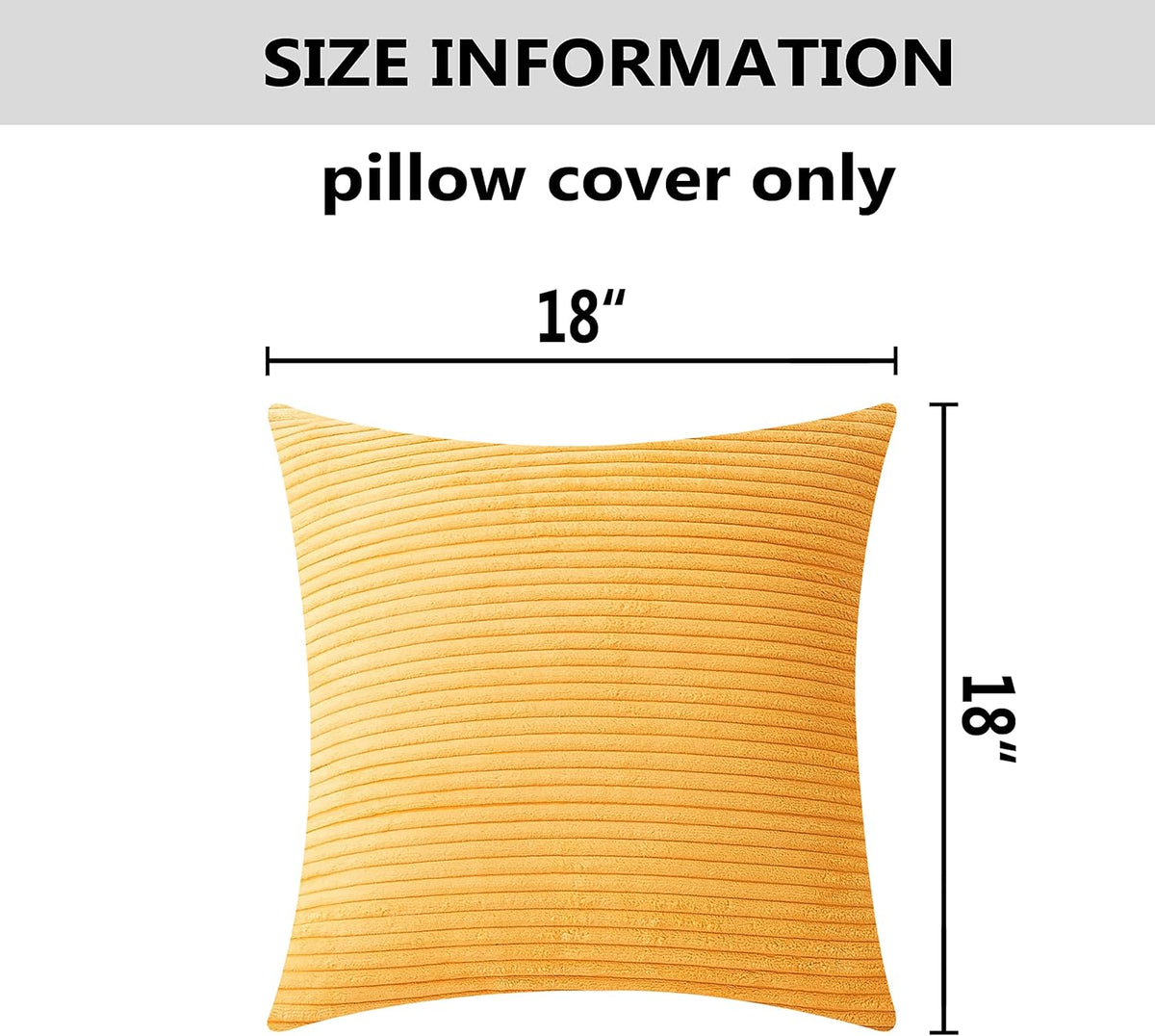 Home Brilliant Mustard Yellow Throw Pillow Cover 18x18 Decorative Plush Corduroy Striped Fall Decor Throw Pillow Cushion Cover for Couch Bed Decor, 18 x 18 (45x45), Sunflower Yellow