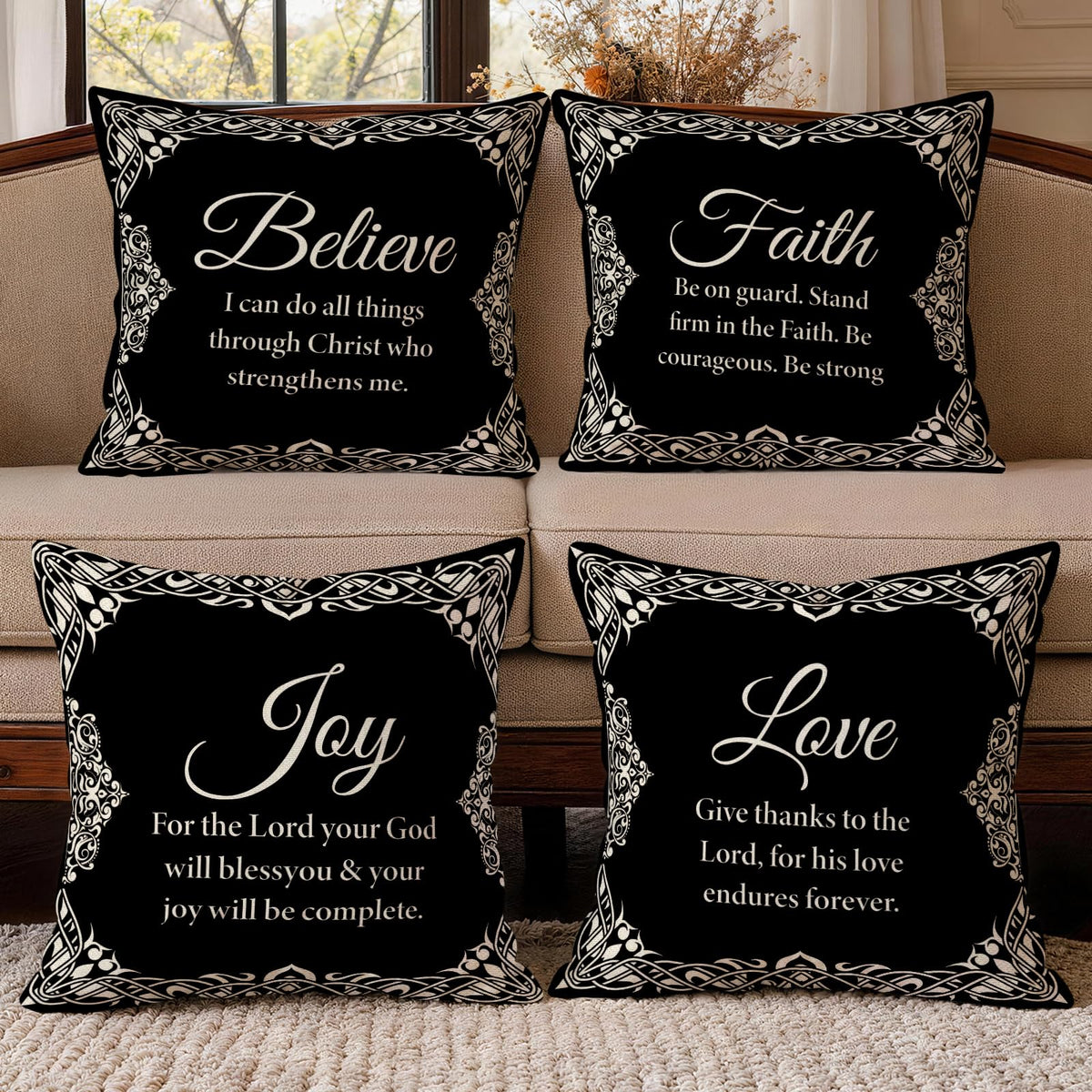 OBSEDE Retro Wood Grain Geometric Throw Pillow Covers 18 x 18 Inch Set of 4