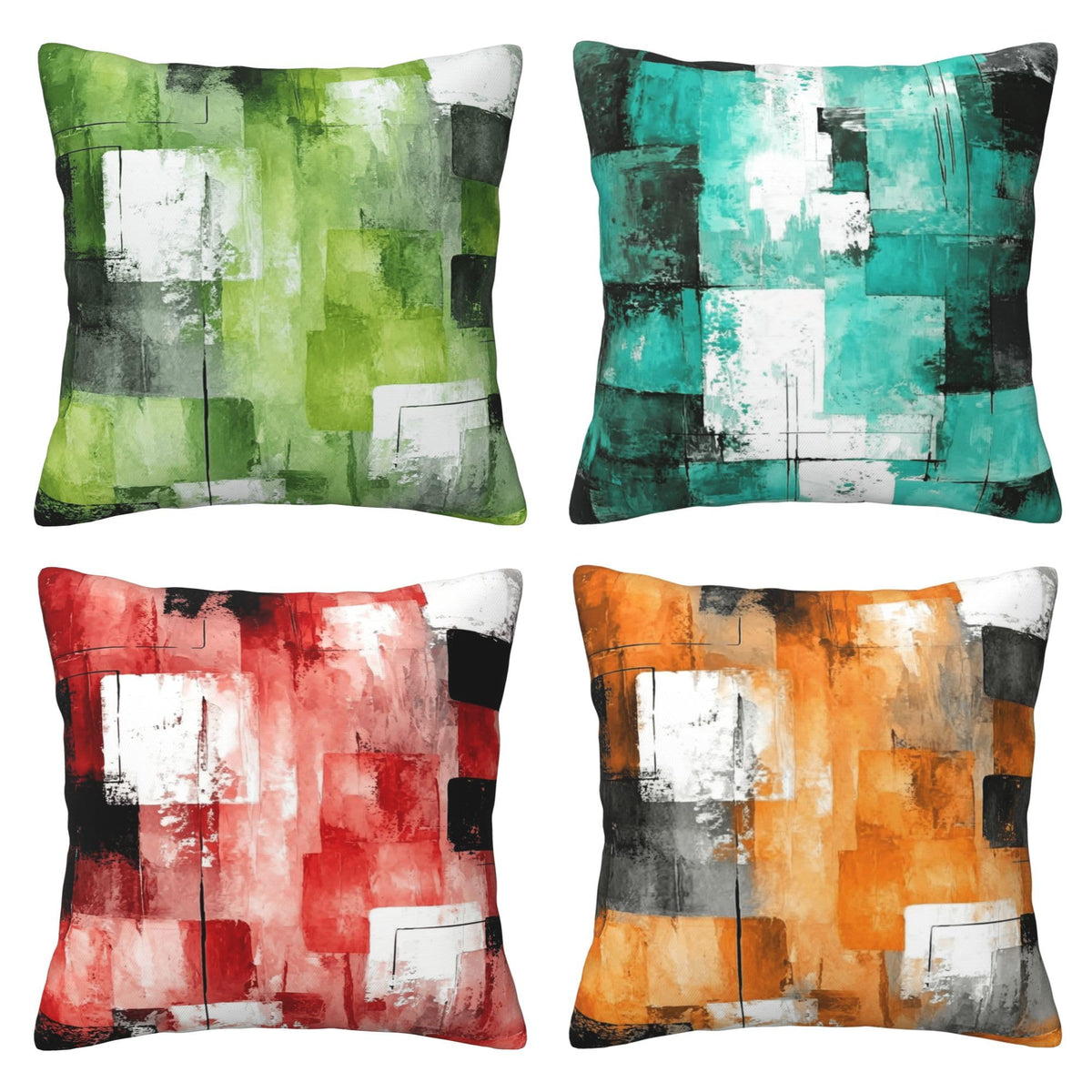 bassyil Abstract Geometry Throw Pillow Covers 18x18 Inch Set of 4 Western Decorative Cushion Cases for Couch Bedroom Living Room Sofa Patio