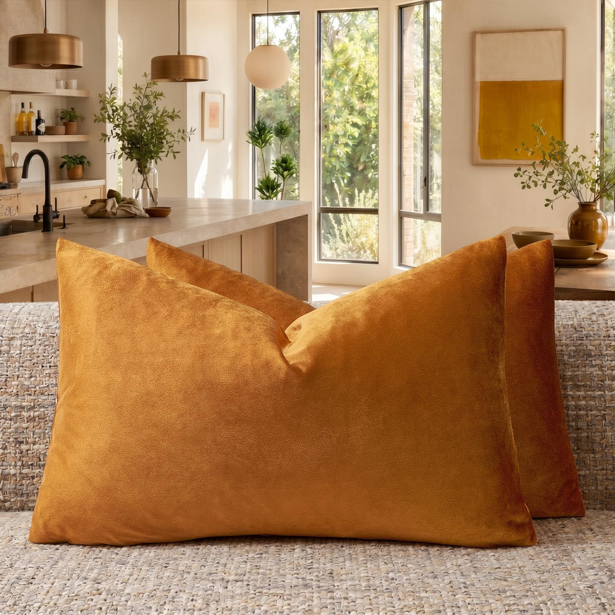 GIGIZAZA Gold Velvet Pillow Covers 18x18 Decorative Pillows Pack of 2