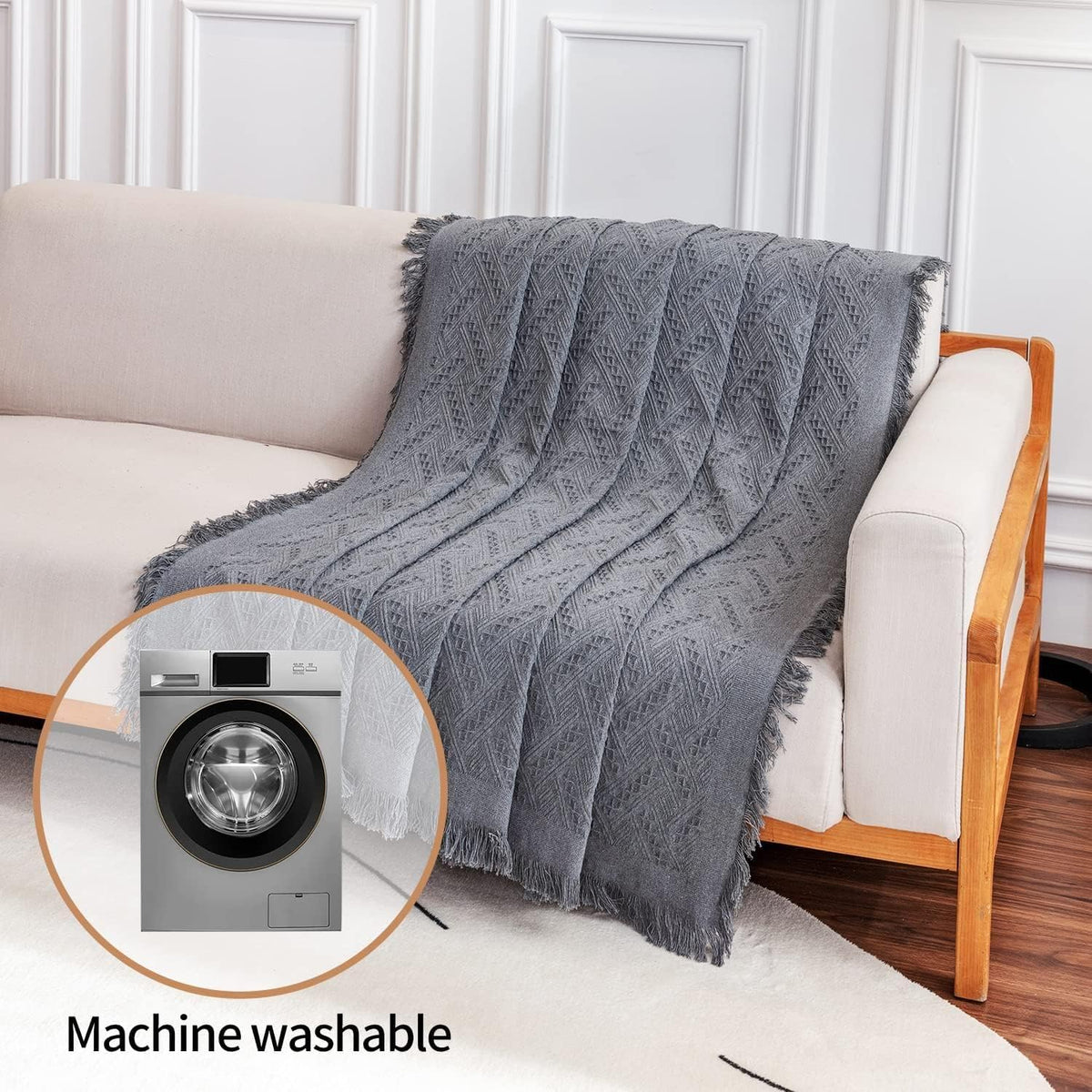 Deep Dream Sectional Couch Covers, 2 Pieces Sectional Sofa Cover, L Shaped Couch Covers, Couch Cover for Sectional Sofa (X-Large, 63" x 110" + 71" x 118, Dark Grey)