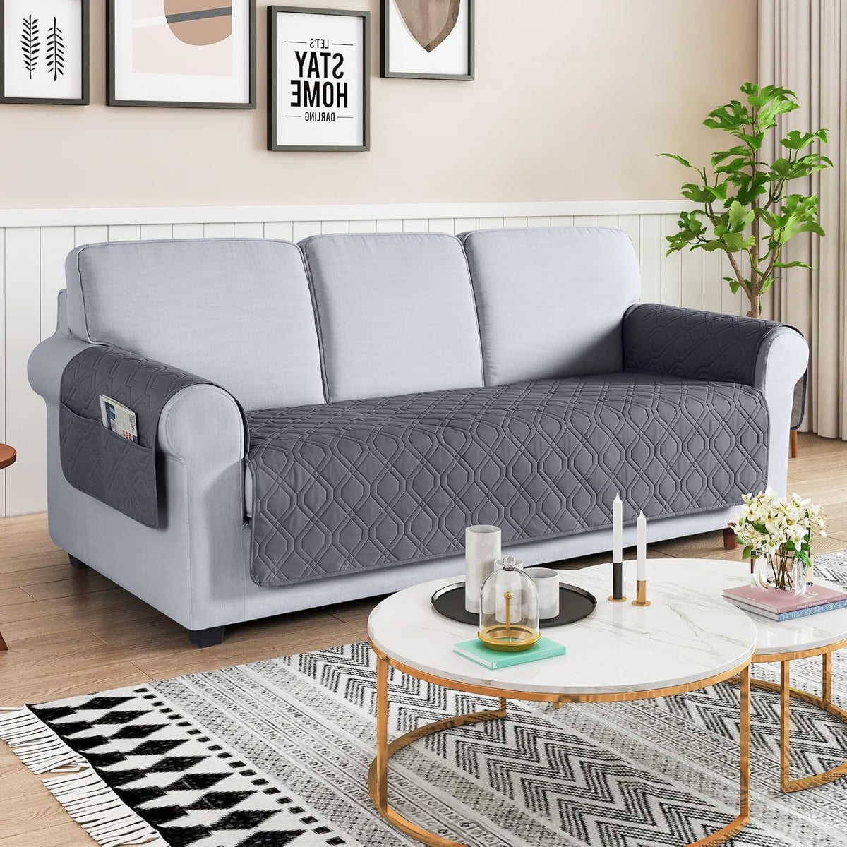 VANSOFY Waterproof Couch Cover for Pets, Dark Gray, 67.3"
