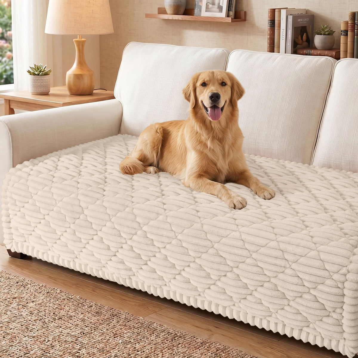 Smiry Couch Cover for Dogs Washable, Non Slip Fuzzy Pet Sofa Protector
