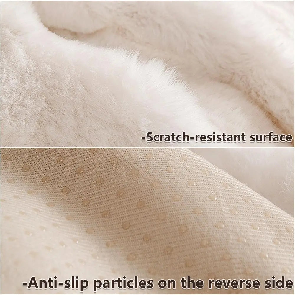 1pc Autumn Winter Faux Rabbit Fur Long Hair Sofa Cushion, Modern Luxury Thick Plush Sofa Cover for 4 Seat Couch, Pet Friendly Home Decor
