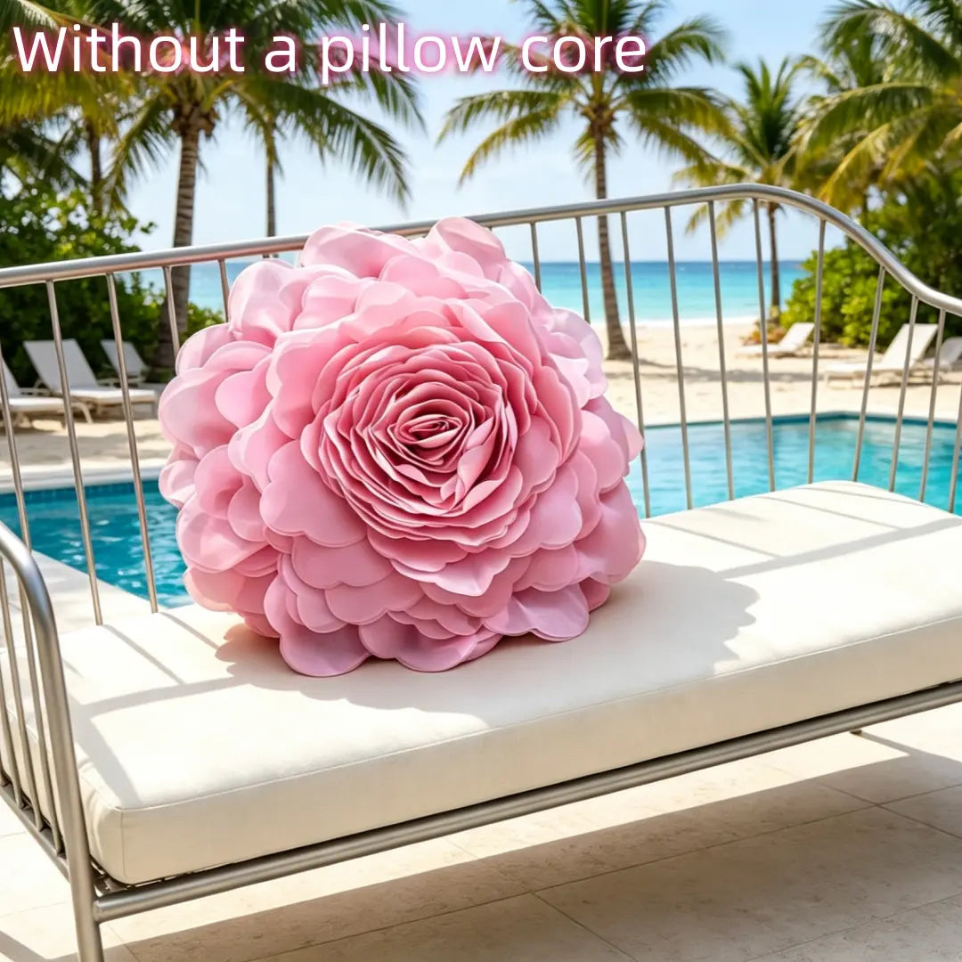 Princess Style 3D Rose Flower Pillow Cover, French Romantic Home Decor Bedroom Decorative Accessories Cushion Case, Handmade Realistic Rose Peony Sofa Bed Pillow, Gift for Holidays Birthdays