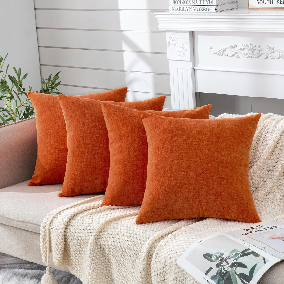 GAWAMAY Lumbar Support Pillow Decorative Rectangle Throw Pillow Covers 12"x20" Inch Set of 2, Soft Chenille Fall Pillowcase for Living Room Bedroom Sofa Couch Cushion Cover Grey 30x50cm (No Insert)