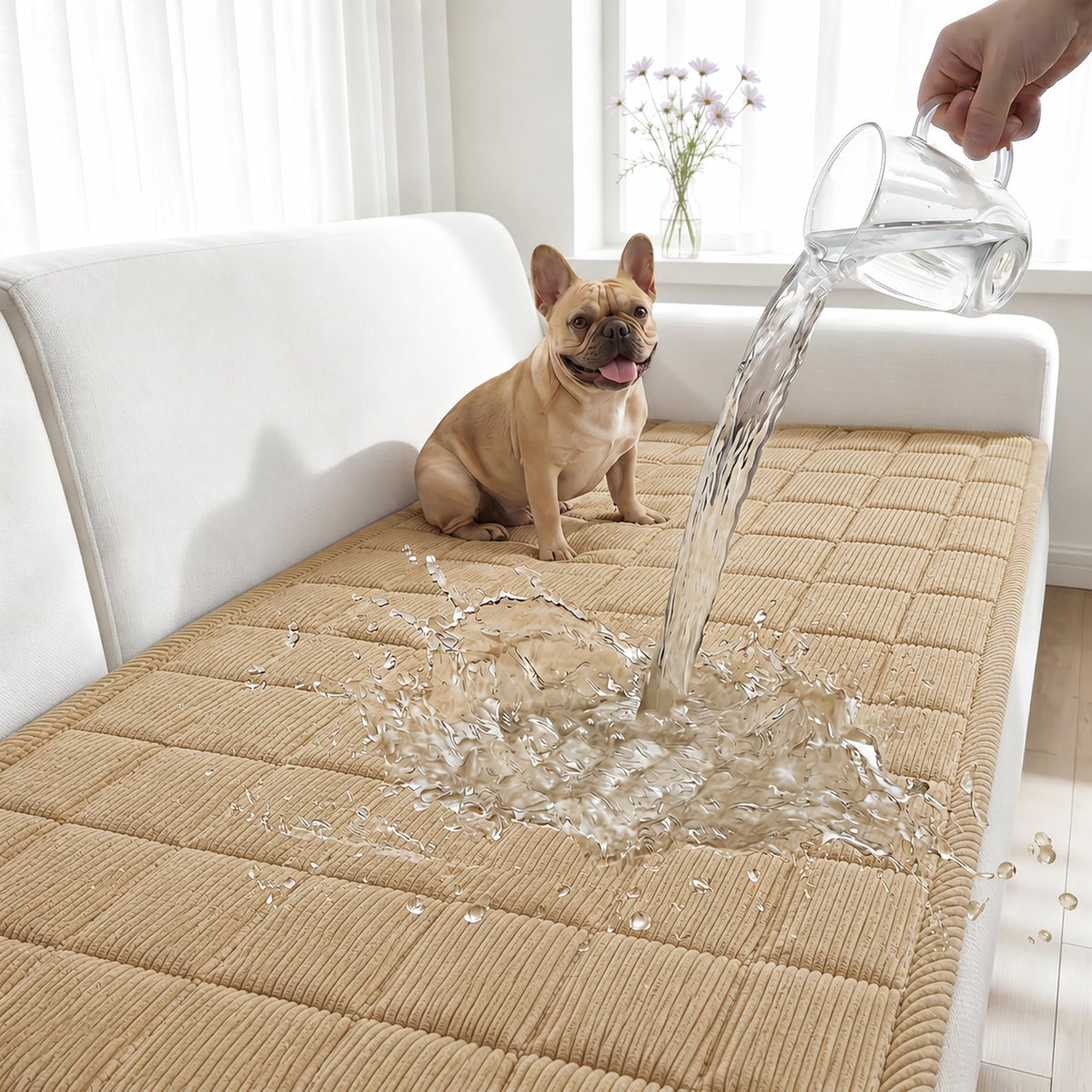 Fixwal Waterproof Corduroy Dog Couch Cover, 27.6" x 59", Dark Grey