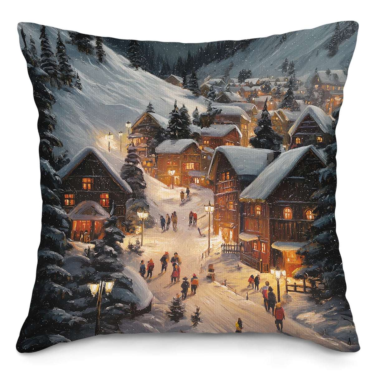 Vintage Christmas Tree Fireplace Throw Pillow Covers