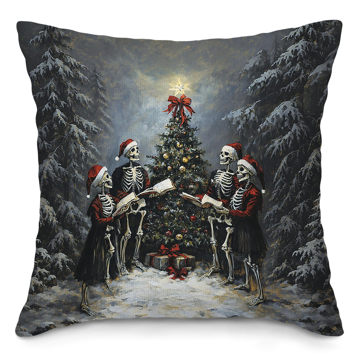 Vintage Christmas Tree Fireplace Throw Pillow Covers