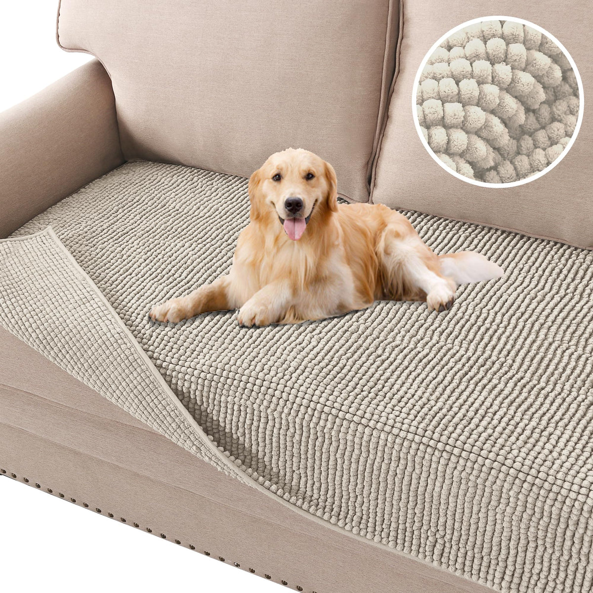 H.VERSAILTEX Plush Chenille Pet Couch Covers for Sofa Thick Soft Sofa Cover for 3 Cushion Couch Anti Slip Couch Cover Furniture Protector for Dog, Pet, Cat (35" x 74", Grey)
