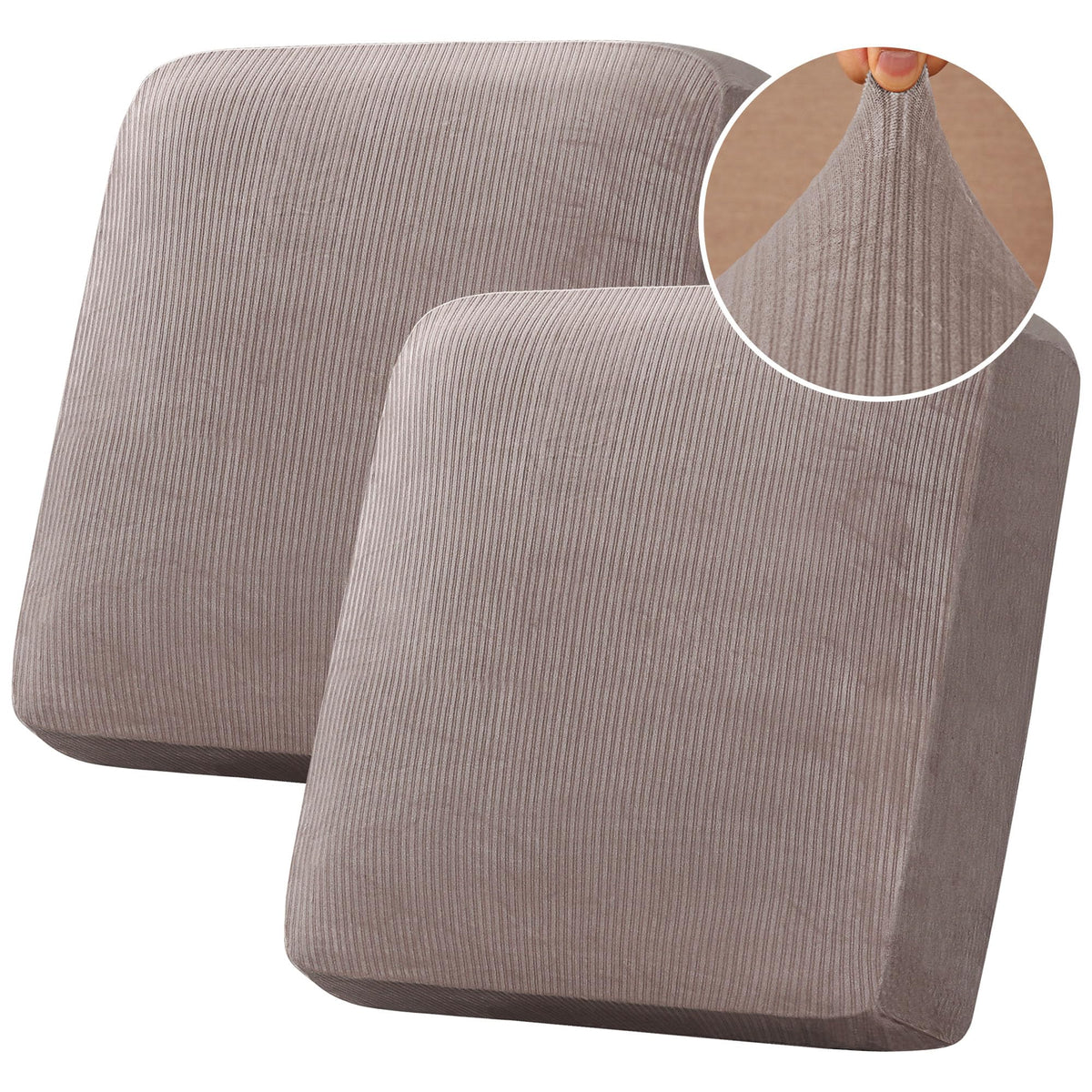 H.VERSAILTEX Velvet Stretch Couch Cushion Cover Plush Cushion Slipcover for Chair Loveseat Sofa Cushion Furniture Protector Seat Cushion Sofa Cover (2 Piece Large Sofa Cushion Covers, Ivory)