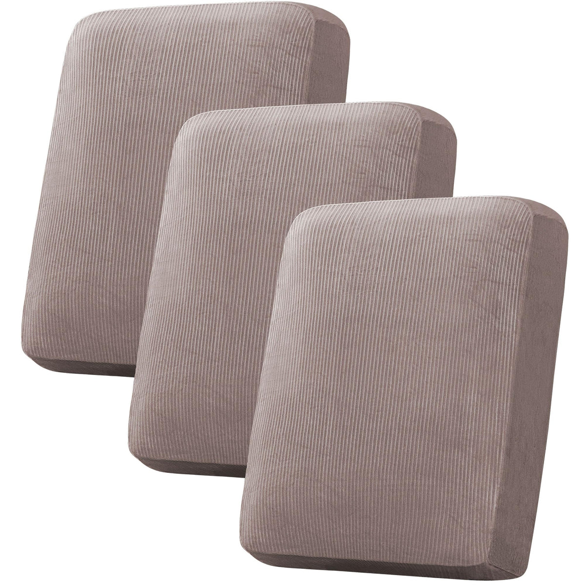 H.VERSAILTEX Velvet Stretch Couch Cushion Cover Plush Cushion Slipcover for Chair Loveseat Sofa Cushion Furniture Protector Seat Cushion Sofa Cover (3 Piece Sofa Cushion Covers, Ivory)